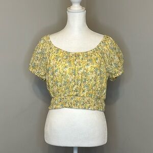American Eagle Yellow Floral Crop Top NWT